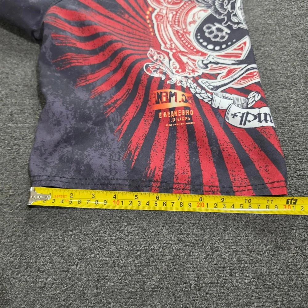 Vintage MMA Elite Board Shorts Mens 34 Red Black Sunburst Y2K Combat Training